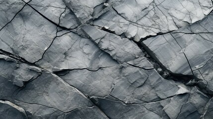 Poster - A black and white photo of a cracked rock. Suitable for geological presentations