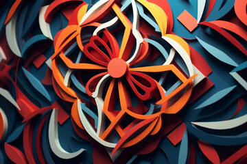 Wall Mural - Graphic resources. Minimalist background of various colorful geometric shapes paper cuts pattern