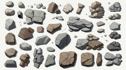 Poster - A collection of rocks and stones on a white surface. Ideal for various design projects