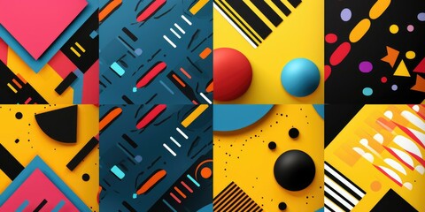 Aufkleber - Various colored shapes on a dark backdrop. Ideal for graphic design projects