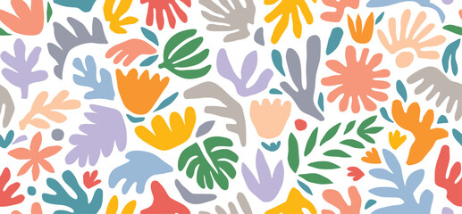 Seamless abstract organic leaves flower pattern.