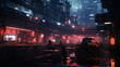 Gritty Cyberpunk City Neonlit Urban Dystopia ..