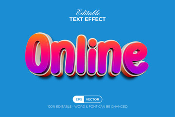 Poster - online text effect 3d gradient color style.