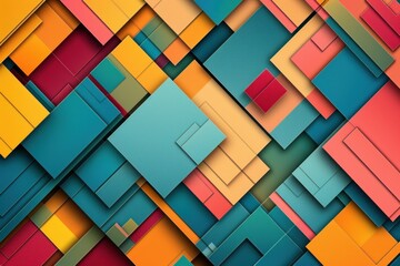 Wall Mural - Multicolored geometric shapes overlapping background