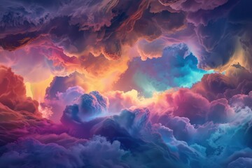Wall Mural - Ethereal clouds blending with vibrant colors