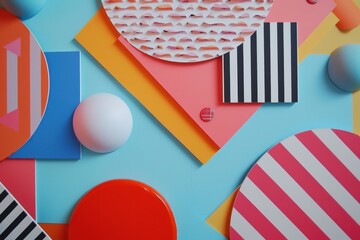 Wall Mural - Retro-inspired shapes and colors in motion design background