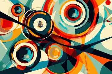 Wall Mural - Retro-inspired shapes and colors in motion design background