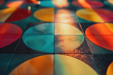 Wall Mural - Retro-inspired shapes and colors in motion design background