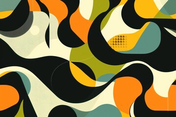 Wall Mural - Retro-inspired shapes and colors in motion
