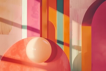 Wall Mural - Retro-inspired shapes and colors in motion design background