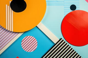 Wall Mural - Retro-inspired shapes and colors in motion design background