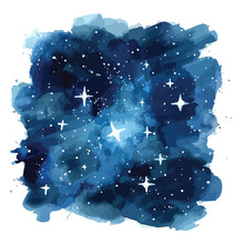 A Cluster Of Stars In The Night Sky. Watercolor Clipart