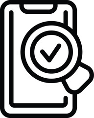 Sticker - Impact proof smartphone glass icon outline vector. Cellular safeguarded mirror cover. Phone fortification technology