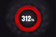 Loading 312%  banner with dark background and red circle and white text. 312% Background design.