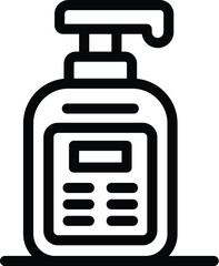 Poster - Lotion dispenser bottle icon outline vector. Foaming soap solution. Hygienic wash cleanser bubble liquid