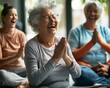 Seniors in a laughter yoga session