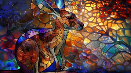 Wall Mural - kangaroo Stained Glass