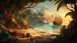 Pirates Plunder Treasure Hunt on Tropical Island ..