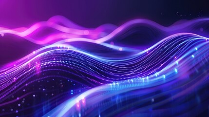 Poster - Abstract flowing neon wave purple background