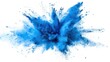 © Anzhela - Abstract bright blue dust explosion on white background, Freeze motion of blue powder exploding