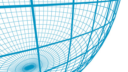 Poster - Blue structure of spherical mesh on transparent or white background. Globe, sphere.

