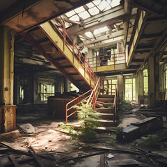 Canvas Print - Urban exploration of abandoned buildings.