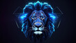 Vivid Digital Art: lion Snorting in Neon Color Illustration
