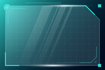 Fototapete - HUD digital futuristic user interface horizontal frame. Sci Fi high tech screen. Gaming menu touching cyberpunk monitoring dashboard panel. Cyberspace head-up display information vector eps sign