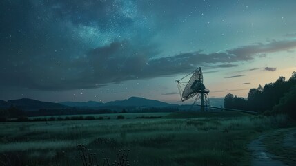 Wall Mural - Satellite Dish with Background of Beautiful Evening Sky