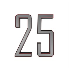 Poster - Gray 3d number 15 on a white background.