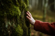 © Rita Paulina Kłysik - Little boy is touching huge tree. Nature connection concept.