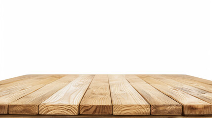 Wall Mural - empty light brown wooden table isolated on a white background