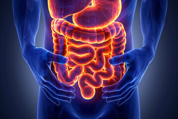 3d illustration render of human stomach and intestines