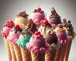 Sticker - variety of ice cream cones