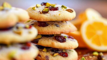 Wall Mural - Stack of cookies with raisins