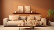 © rimsha - modern living room with tan walls, sofa, pillows