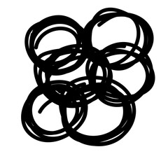 Aufkleber - Doodle Line Circle Round Simple Shape Icon. Line Circle Frame Silhouette Monochrome Black Element. Simple Line Round Icon Isolated on Backdrop. Irregular Childish hand Drawn Form