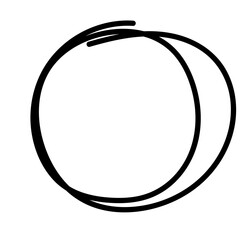 Aufkleber - Doodle Line Circle Round Simple Shape Icon. Line Circle Frame Silhouette Monochrome Black Element. Simple Line Round Icon Isolated on Backdrop. Irregular Childish hand Drawn Form