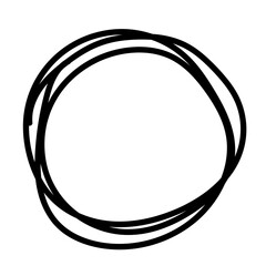 Aufkleber - Doodle Line Circle Round Simple Shape Icon. Line Circle Frame Silhouette Monochrome Black Element. Simple Line Round Icon Isolated on Backdrop. Irregular Childish hand Drawn Form