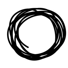 Aufkleber - Doodle Line Circle Round Simple Shape Icon. Line Circle Frame Silhouette Monochrome Black Element. Simple Line Round Icon Isolated on Backdrop. Irregular Childish hand Drawn Form