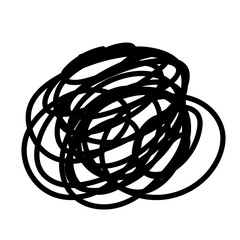 Aufkleber - Doodle Line Circle Round Simple Shape Icon. Line Circle Frame Silhouette Monochrome Black Element. Simple Line Round Icon Isolated on Backdrop. Irregular Childish hand Drawn Form