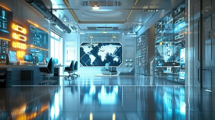 Aufkleber - Modern training room or a coach workspace, with visible but subtle references to AI tools like computers or screens displaying. AI interfaces. Generative AI.