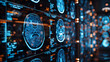 Human head on CT scan with brain background. Overlay on old paper texture. Retro style. Medical, science and education mri brain background. Magnetic resonance imaging. patient at a reception.