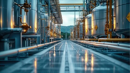 Fototapete - Modern and clean energy plant with machinery and technology. Generative AI.