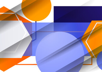 Poster - Abstract background from geometric shapes of circles, rectangles, hexagons. Element for business brochure, presentation and web design navigation layout.