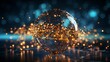 Future world digital technology network background with Night city map big data global communication