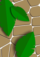 Wall Mural - Modern abstract background with cut out isolated leaves on geometric shapes.