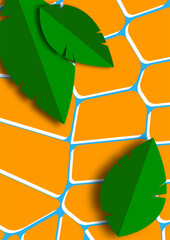 Poster - Modern abstract background with cut out isolated leaves on geometric shapes. Vector