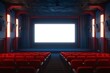 © Yasin Arts - A cinema movie poster display mockup with a blank screen, in a theater lobby.