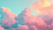 Beautiful pastel colored clouds. Colorful pink and blue fluffy cotton candy background. Soft color sweet candyfloss, abstract blurred sky texture, retro style wallpaper background